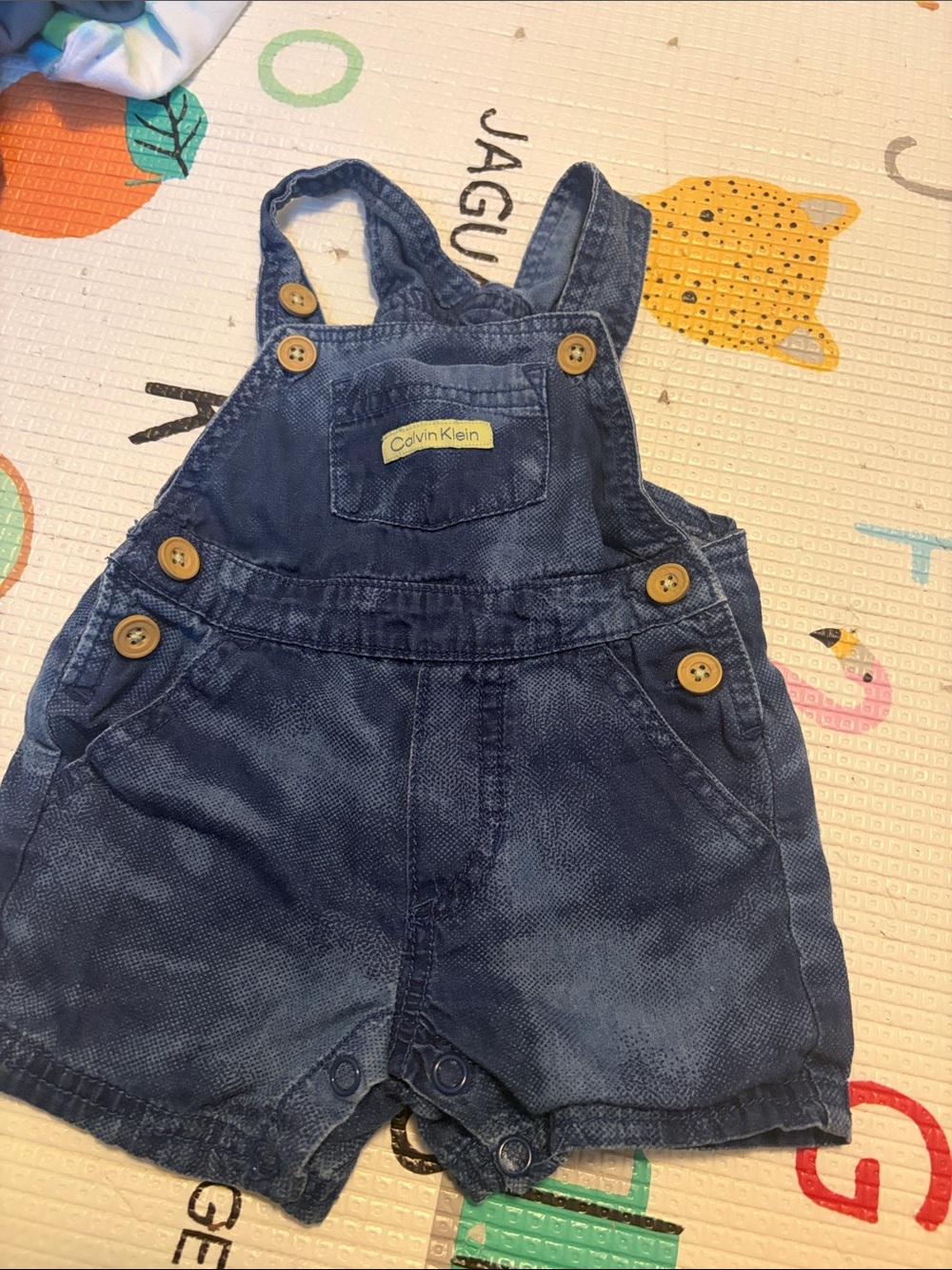 Calvin Klein Navy Denim Shortall Overalls